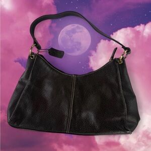 Classic Black Leather Shoulder Bag
